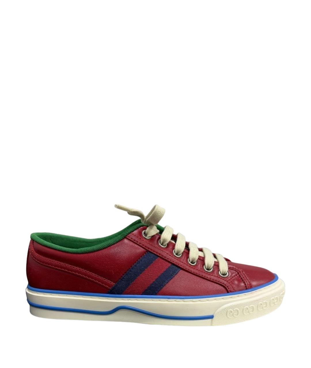 GUCCI Красные кожаные кеды, фото 1