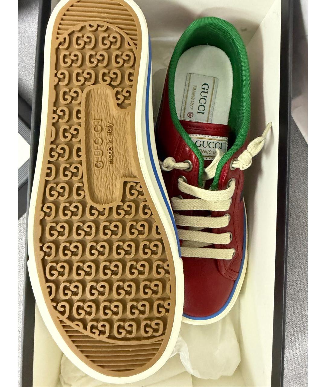 GUCCI Красные кожаные кеды, фото 2
