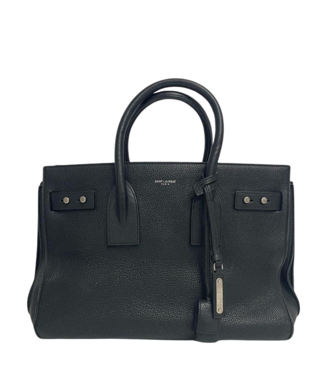 SAINT LAURENT Черная кожаная сумка с короткими ручками, фото 1
