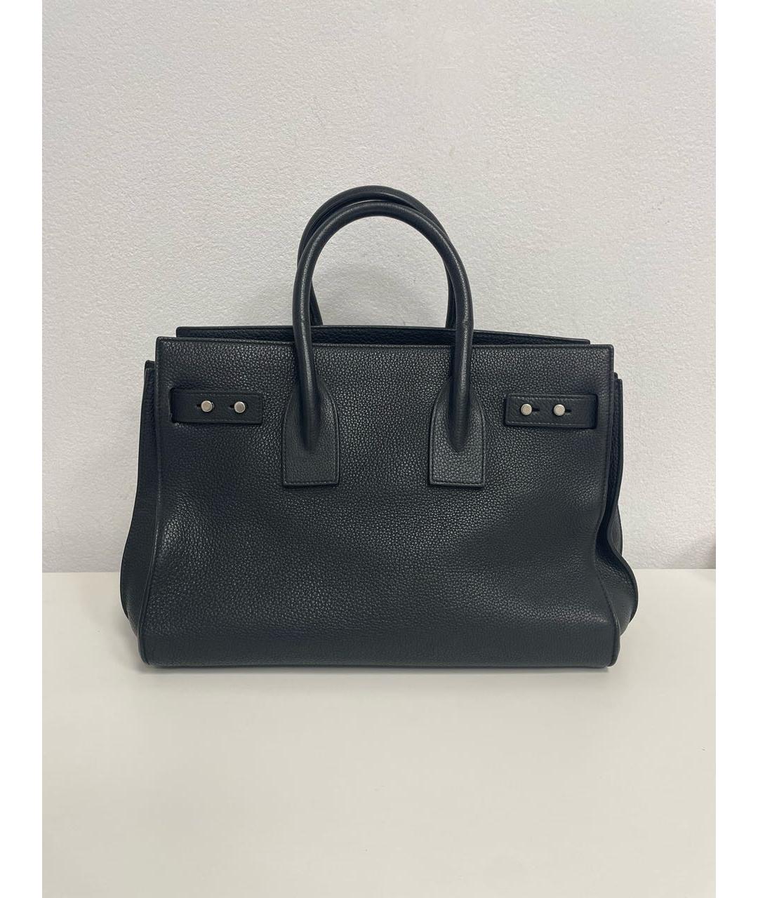 SAINT LAURENT Черная кожаная сумка с короткими ручками, фото 2