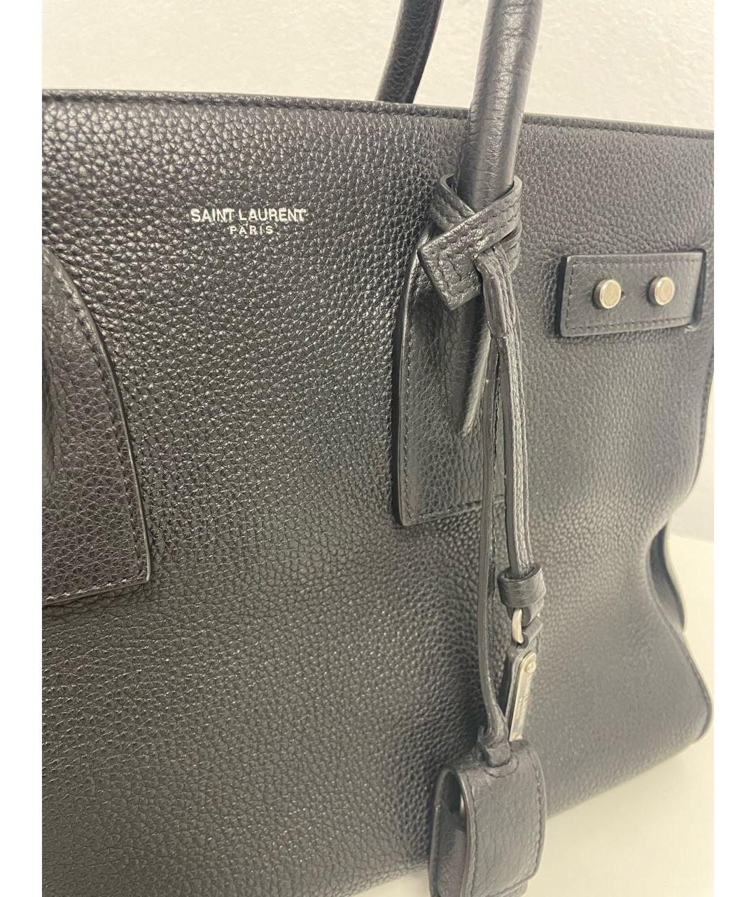 SAINT LAURENT Черная кожаная сумка с короткими ручками, фото 8