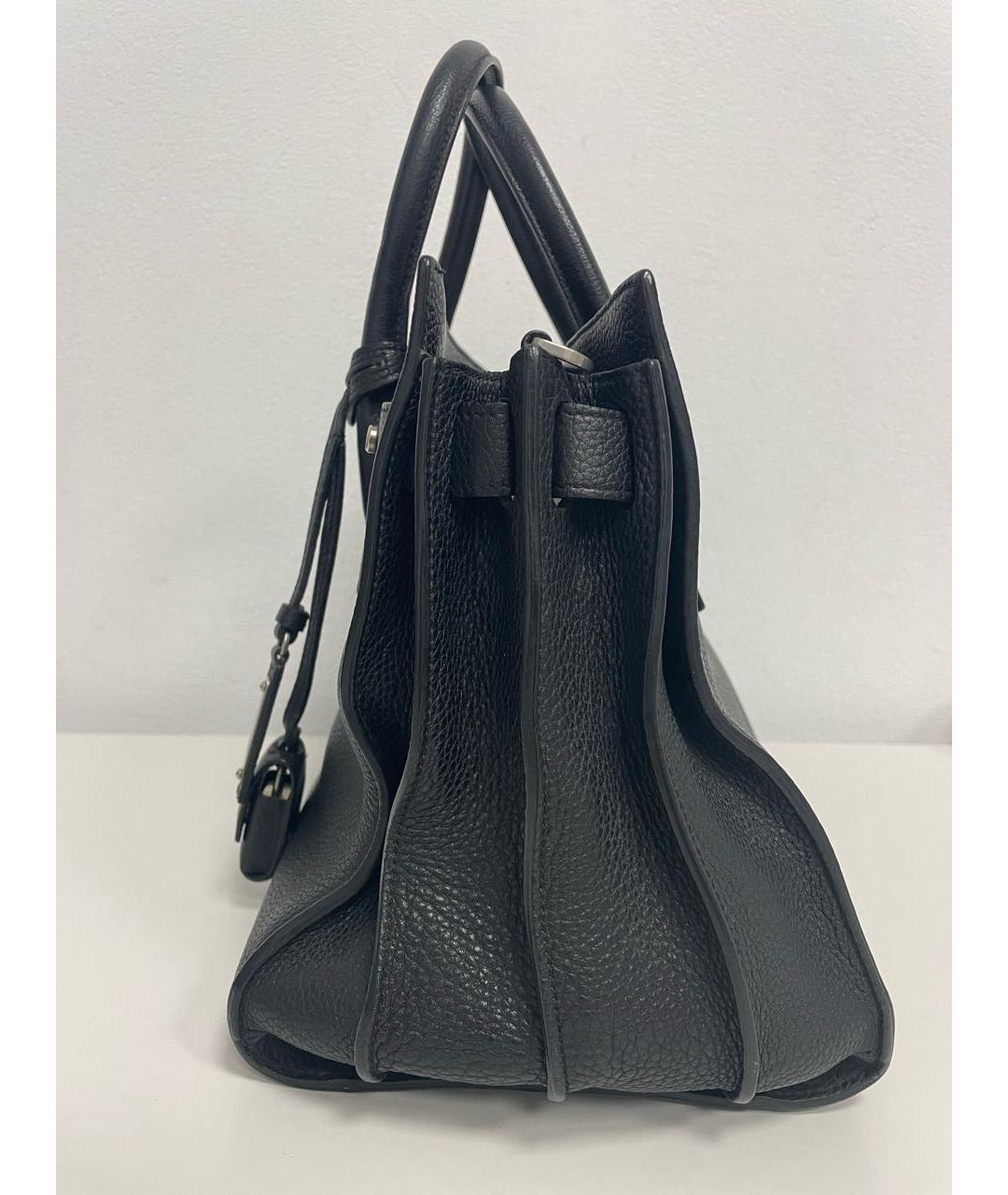 SAINT LAURENT Черная кожаная сумка с короткими ручками, фото 5