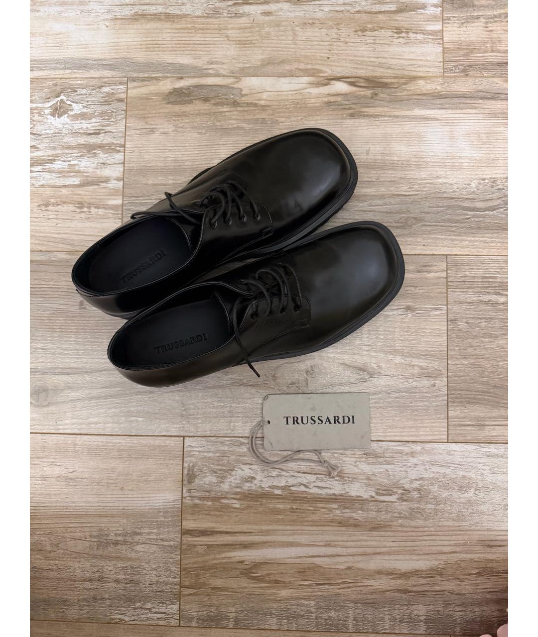 TRUSSARDI Черные кожаные брогги и оксфорды, фото 4