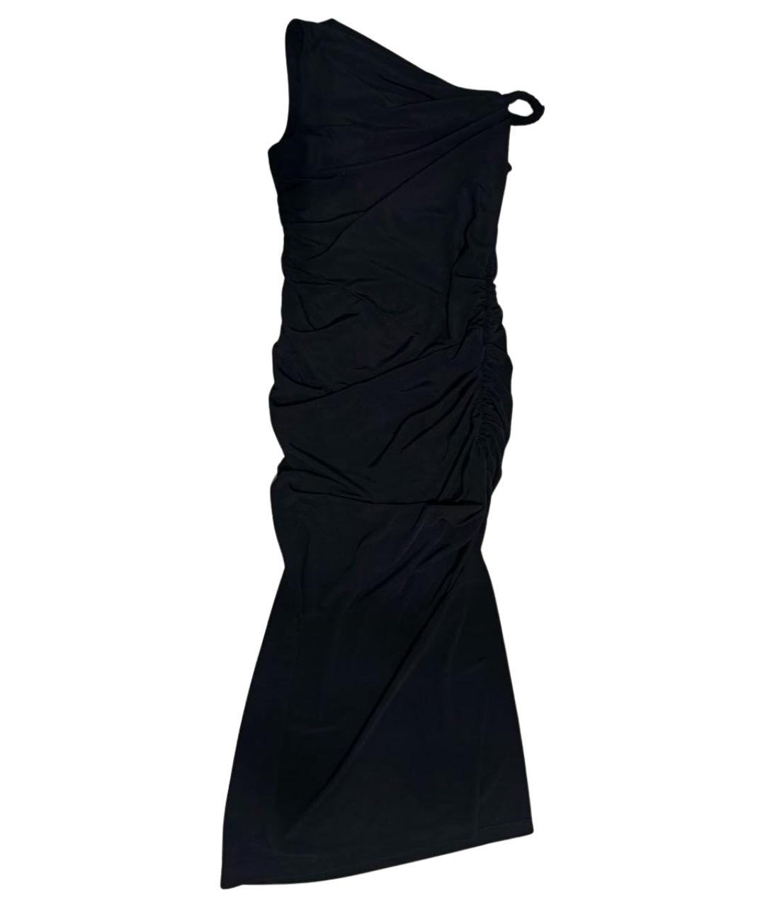HELMUT LANG Черное полиэстеровое коктейльное платье, фото 1