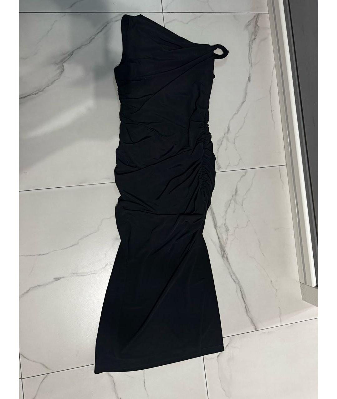 HELMUT LANG Черное полиэстеровое коктейльное платье, фото 9