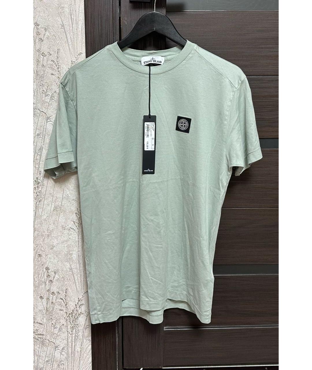 STONE ISLAND Зеленая хлопковая футболка, фото 5