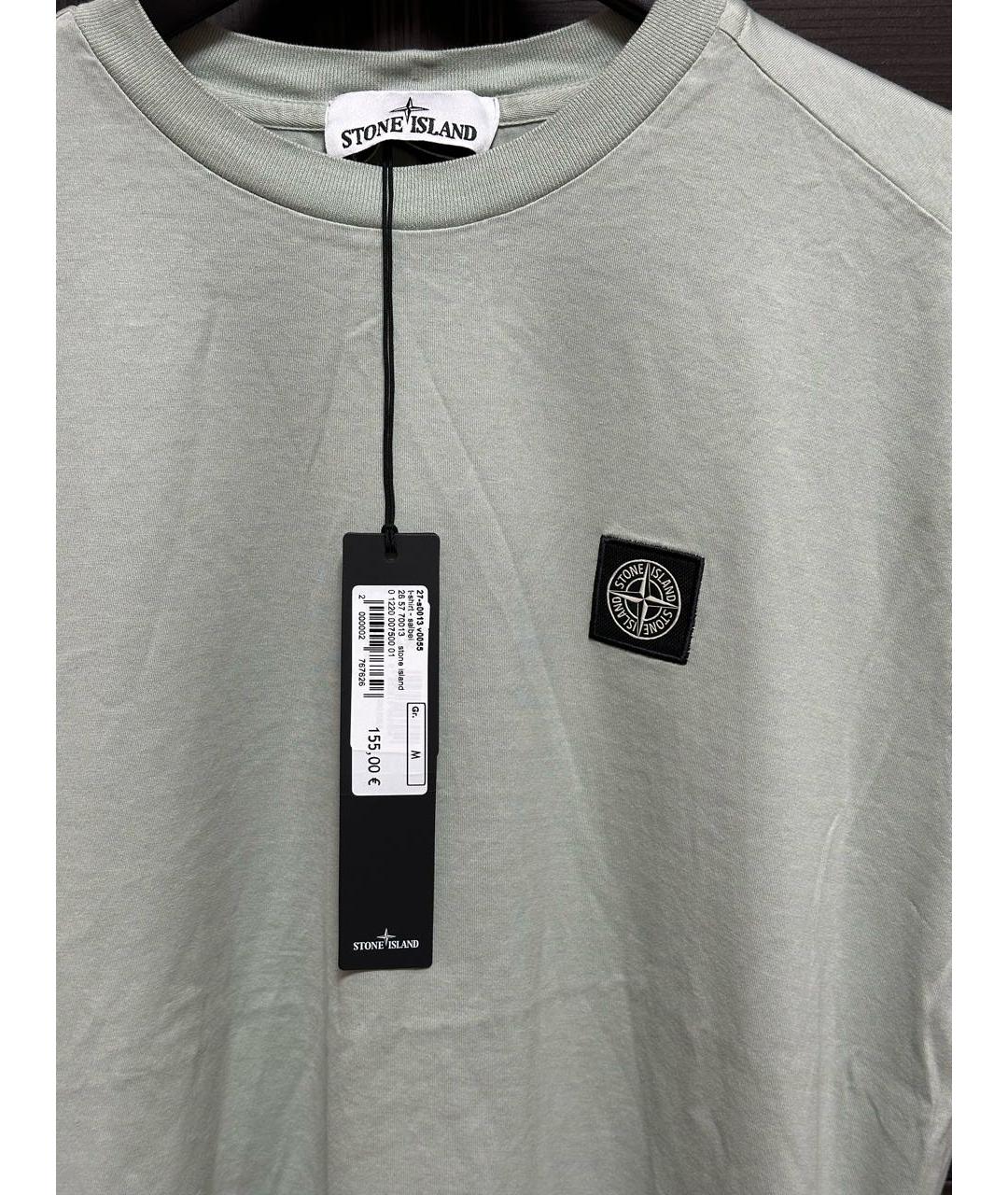 STONE ISLAND Зеленая хлопковая футболка, фото 4