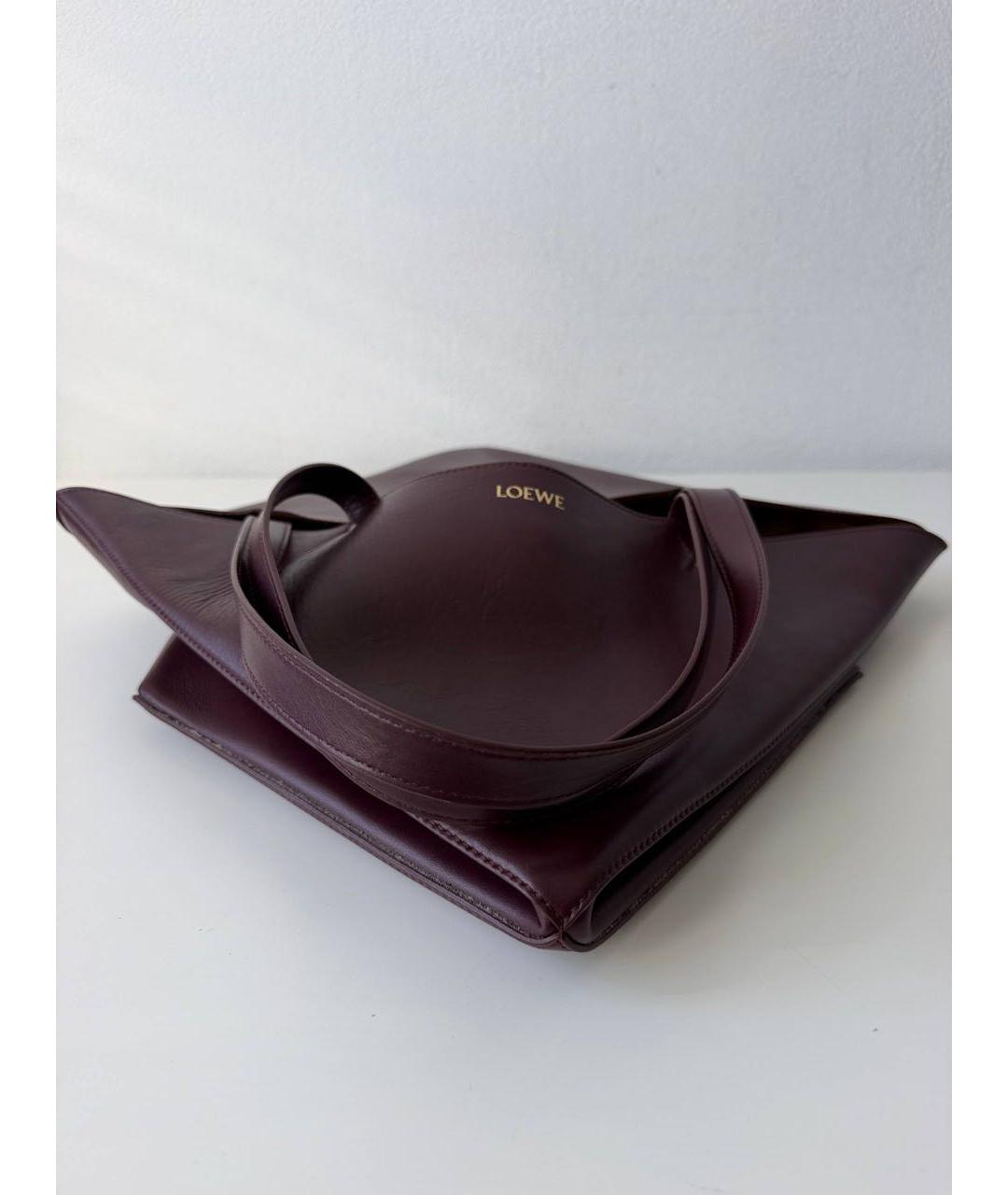 LOEWE Бордовая кожаная сумка тоут, фото 7