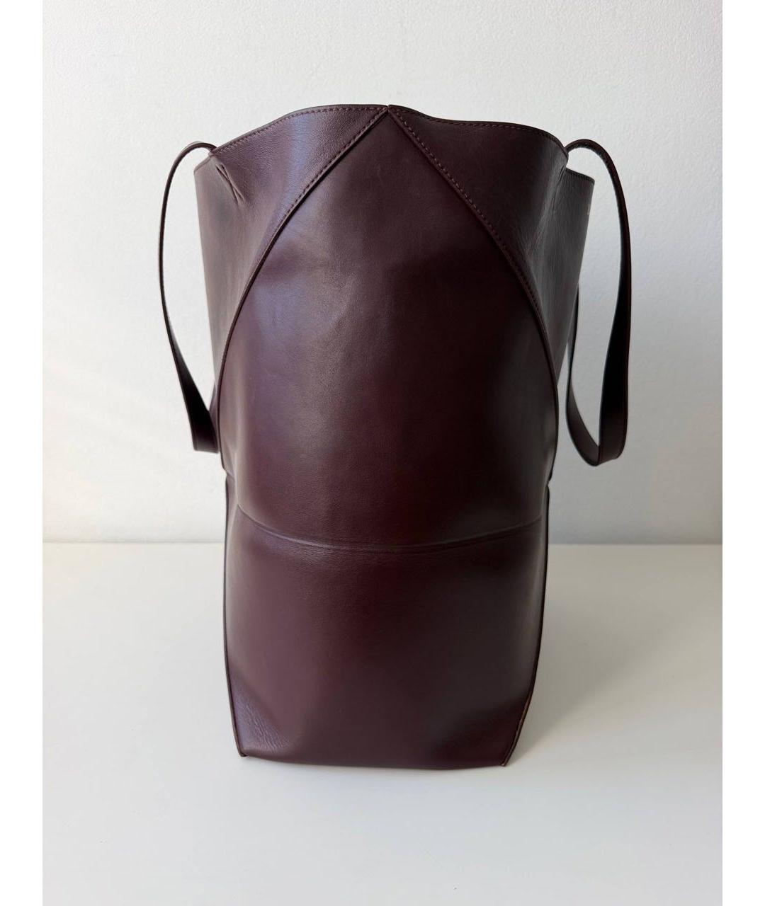 LOEWE Бордовая кожаная сумка тоут, фото 2