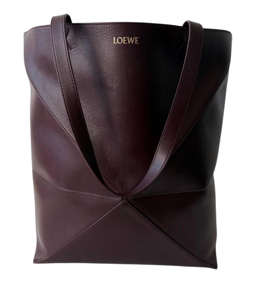 LOEWE Бордовая кожаная сумка тоут, фото 1