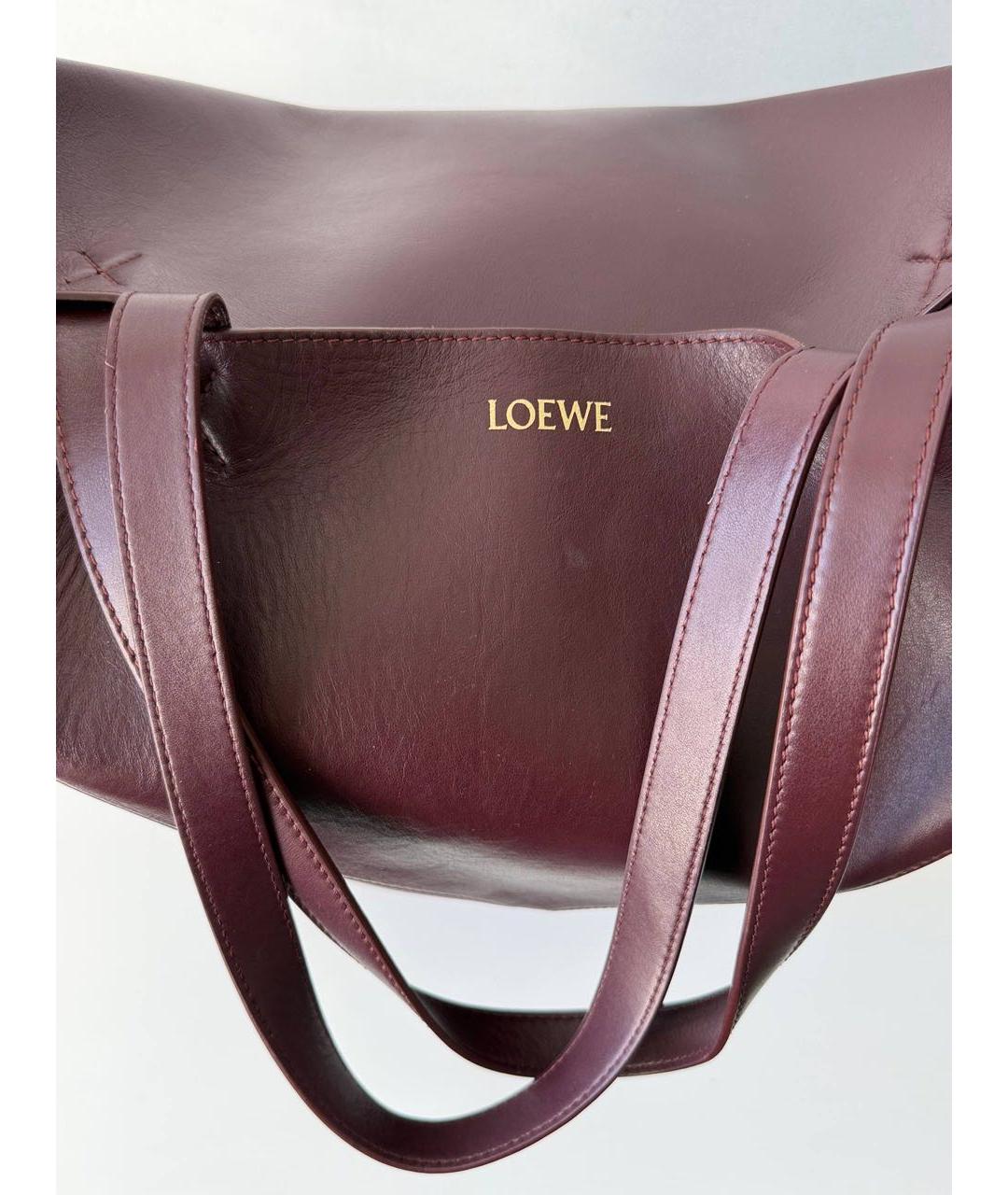 LOEWE Бордовая кожаная сумка тоут, фото 5