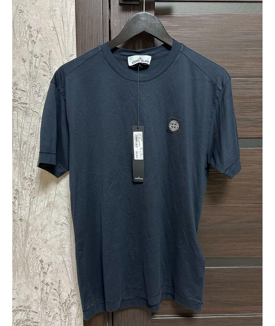 STONE ISLAND Темно-синяя хлопковая футболка, фото 6