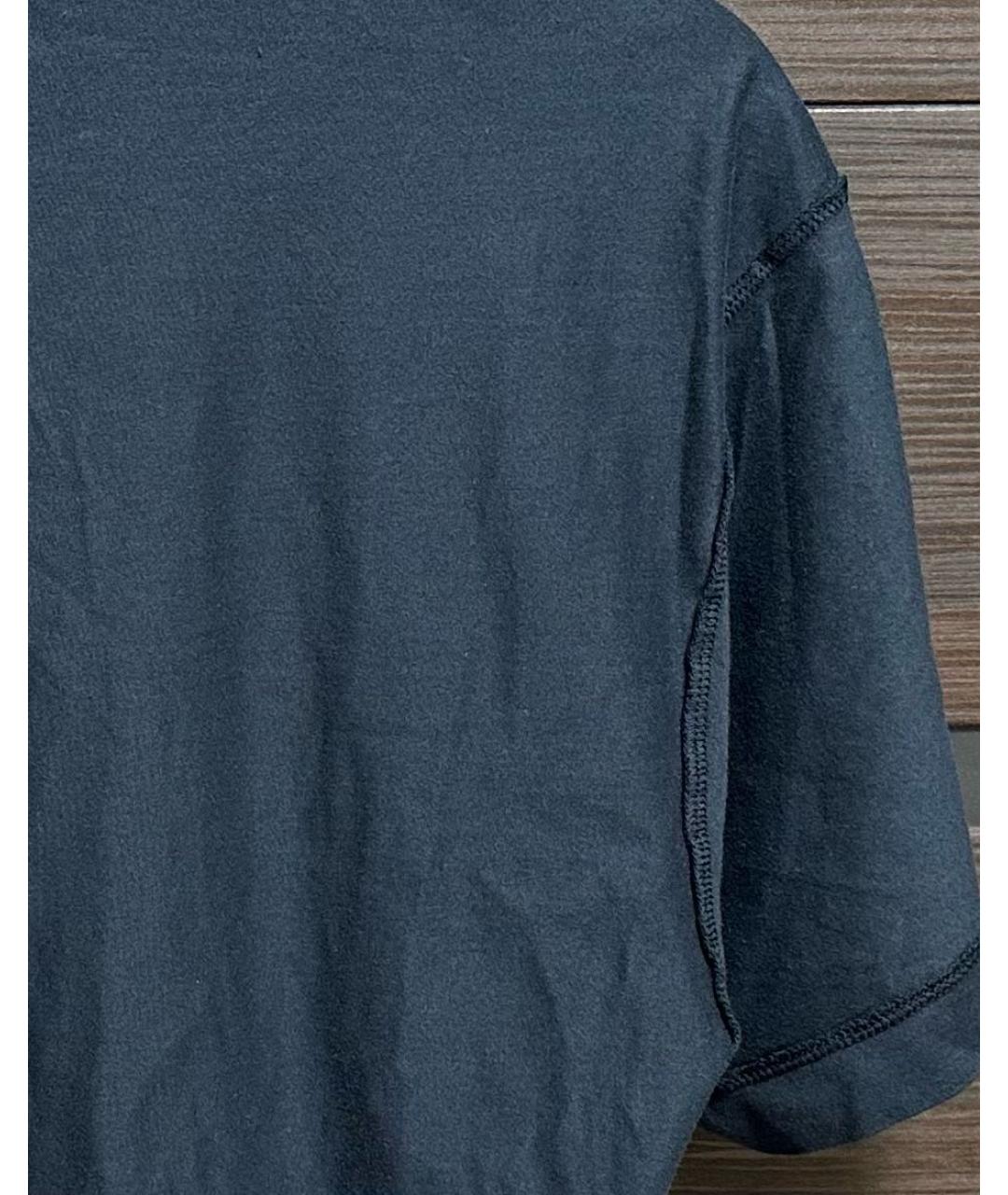 STONE ISLAND Темно-синяя хлопковая футболка, фото 4