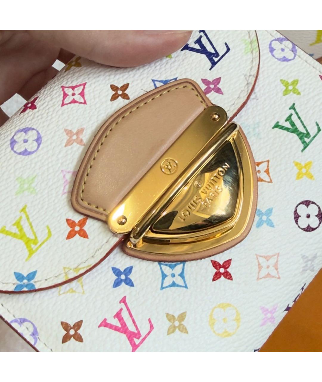 LOUIS VUITTON Белый кожаный кошелек, фото 7