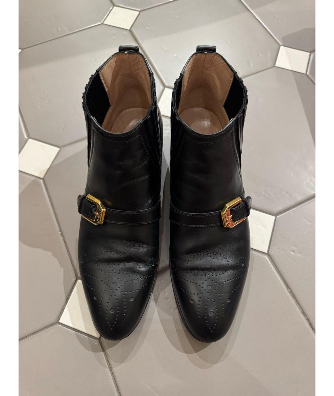 GUCCI Черные кожаные ботинки, фото 2