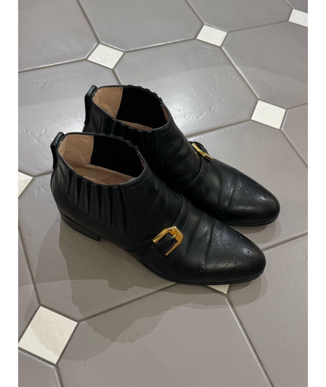 GUCCI Черные кожаные ботинки, фото 4