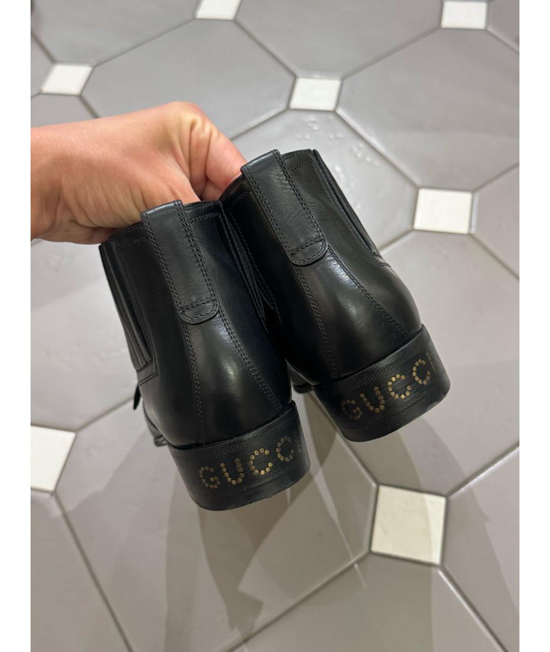 GUCCI Черные кожаные ботинки, фото 3