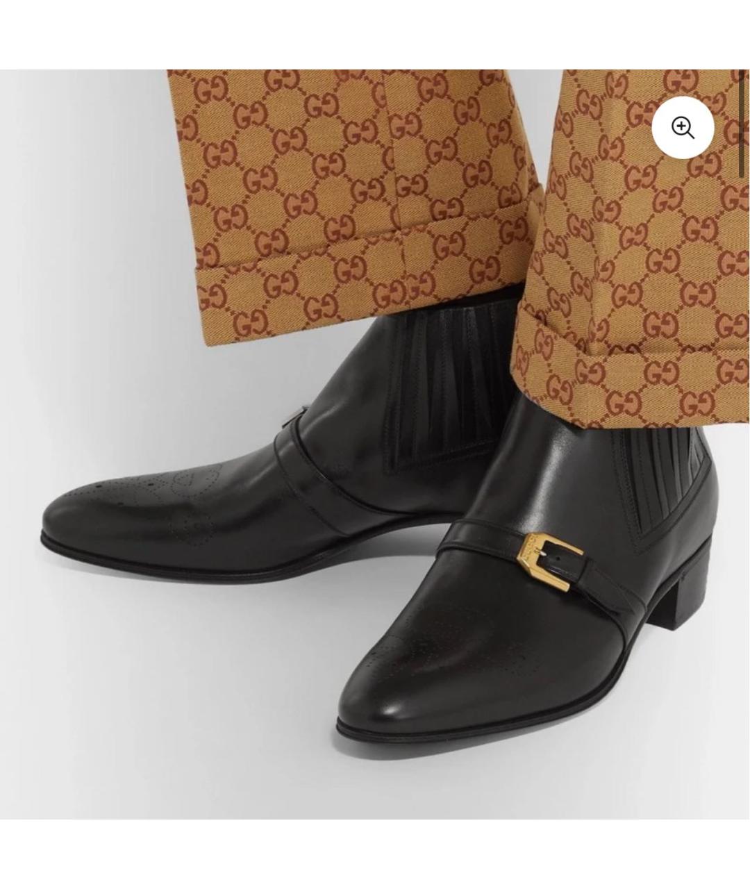 GUCCI Черные кожаные ботинки, фото 6