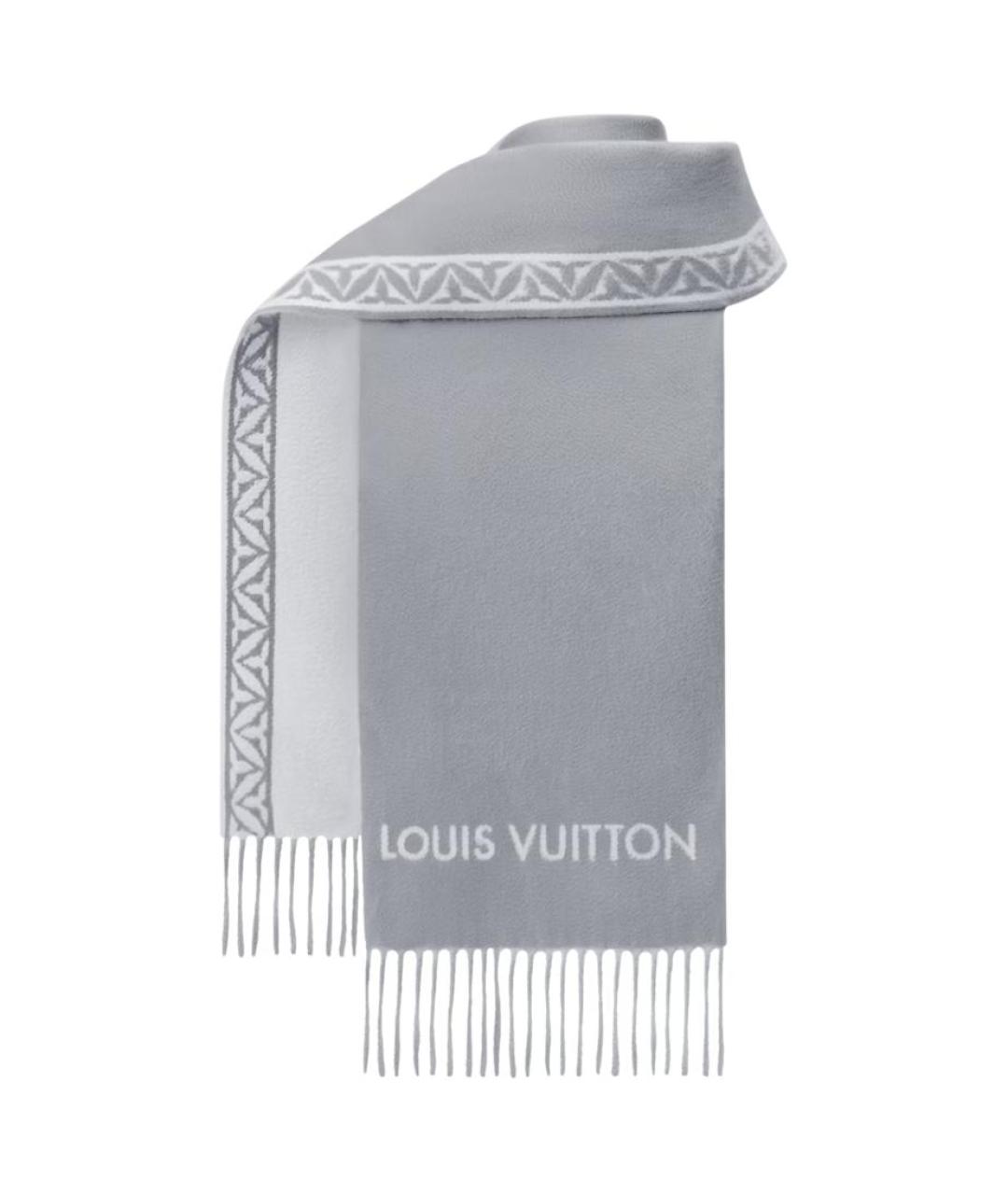 LOUIS VUITTON Серый кашемировый шарф, фото 2