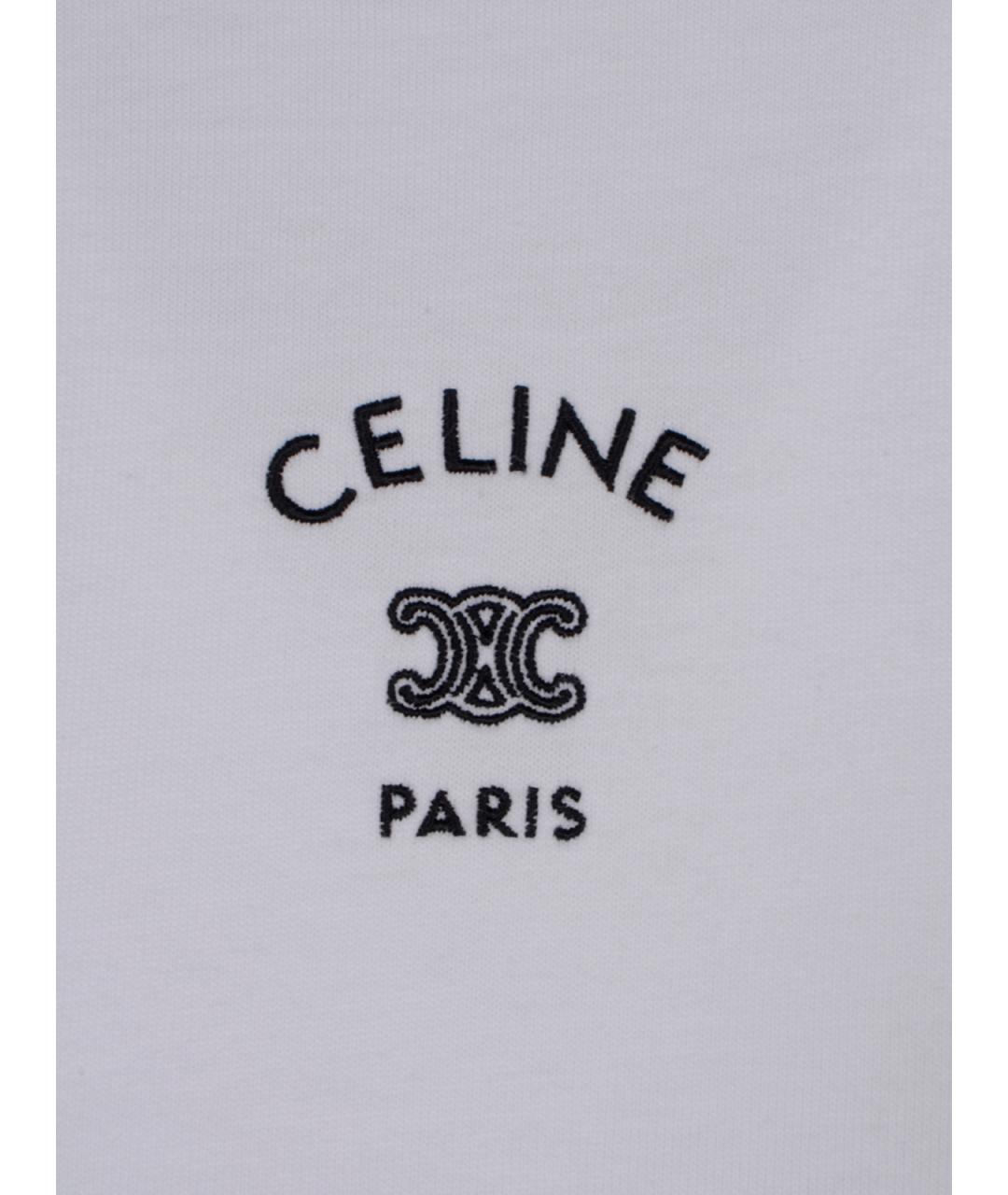 CELINE Белая хлопковая футболка, фото 3
