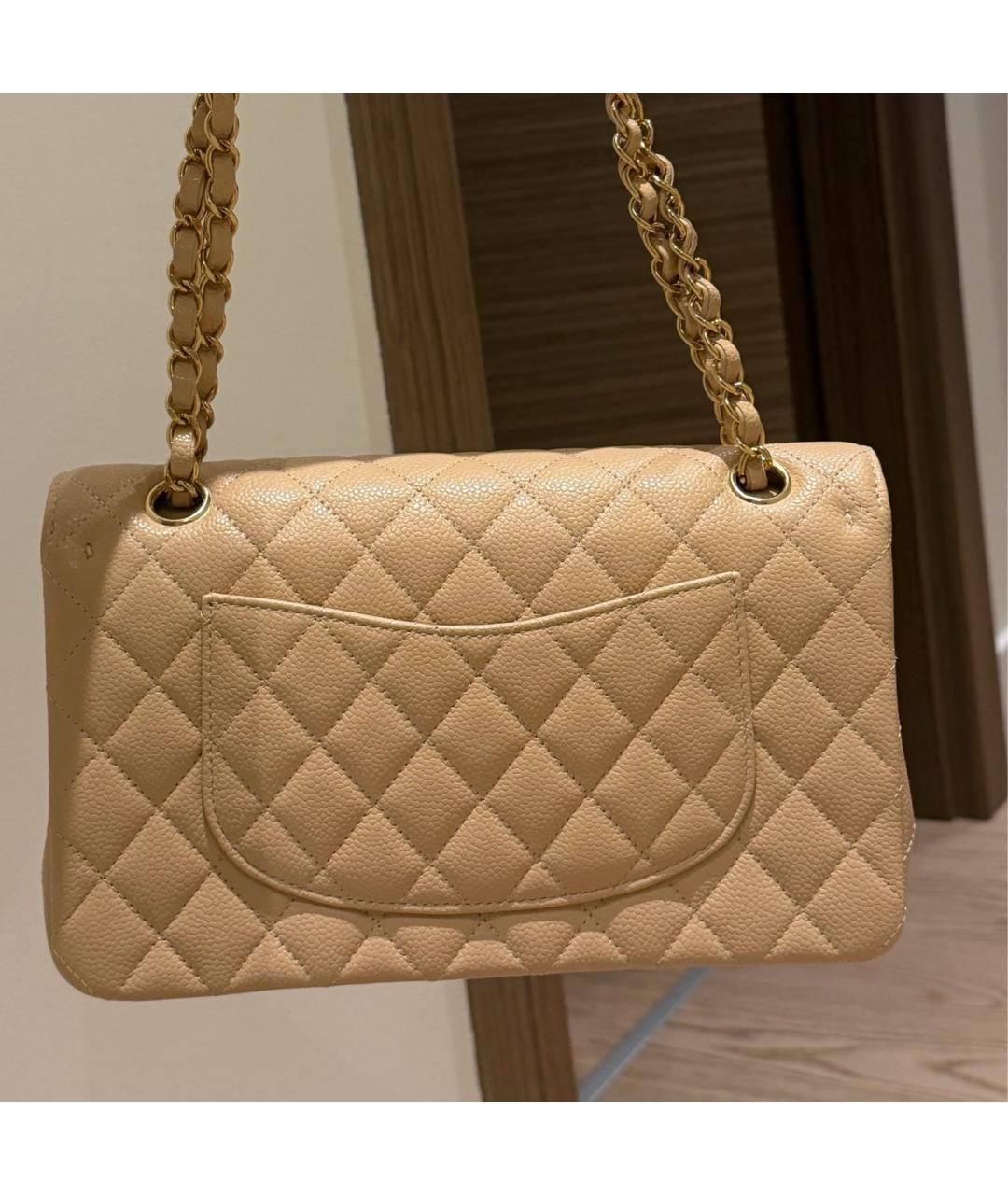 CHANEL Бежевая кожаная сумка через плечо, фото 3