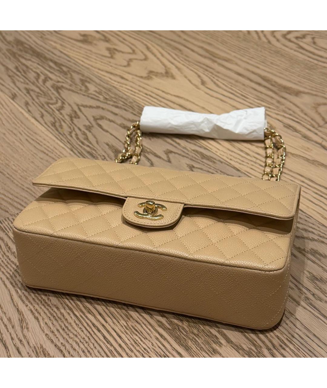 CHANEL Бежевая кожаная сумка через плечо, фото 2