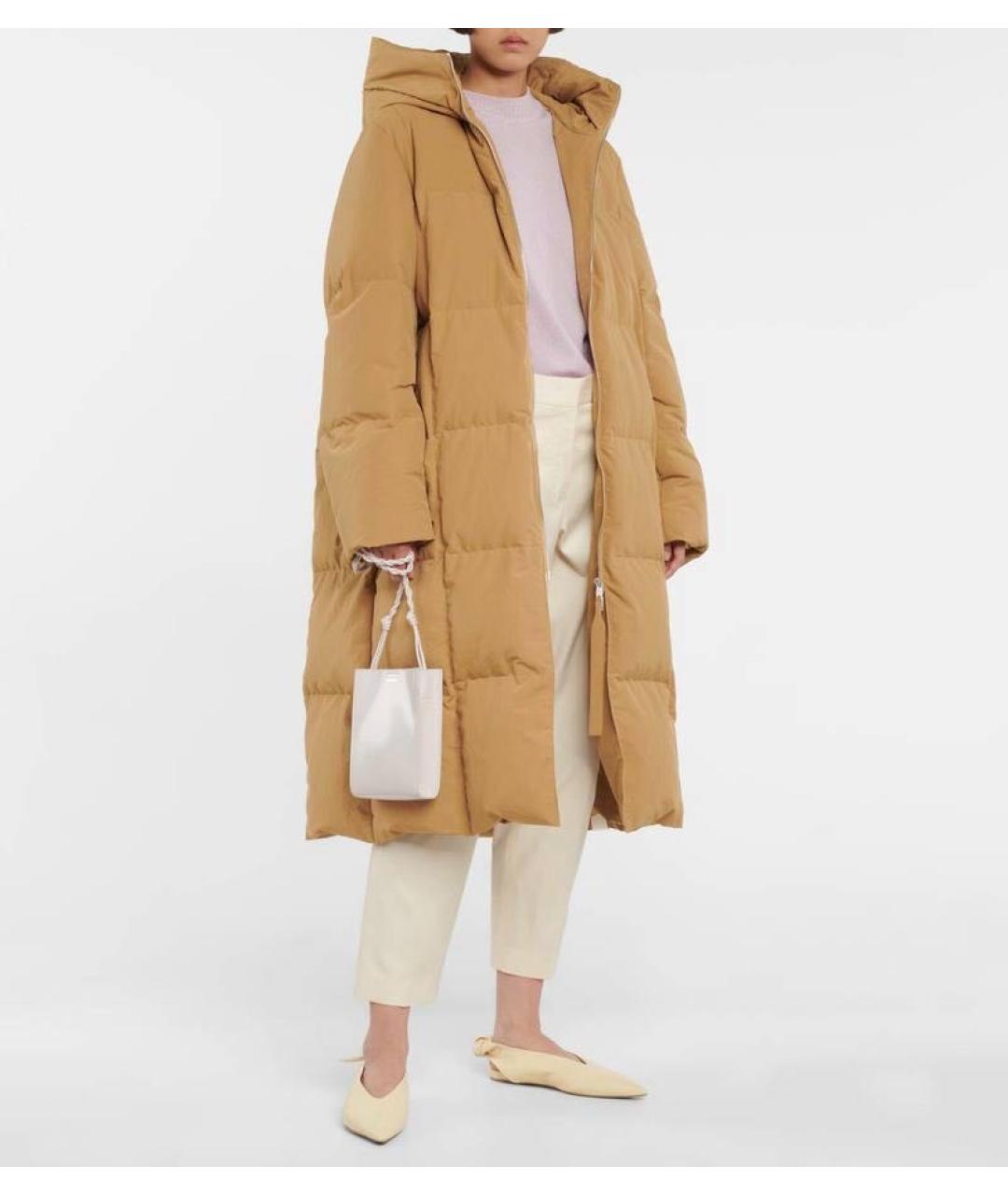 JIL SANDER Бежевый полиэстеровый пуховик, фото 2