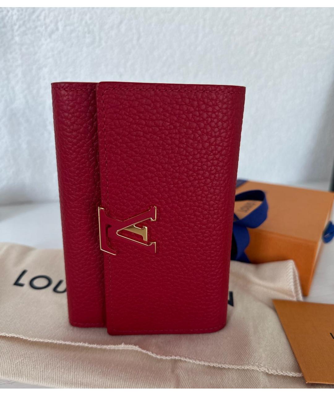 LOUIS VUITTON Красный кожаный кошелек, фото 8