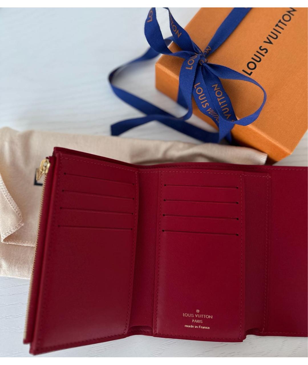 LOUIS VUITTON Красный кожаный кошелек, фото 6