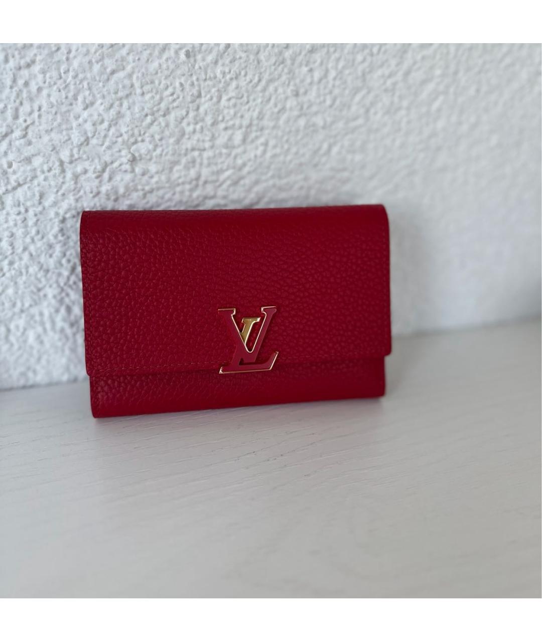 LOUIS VUITTON Красный кожаный кошелек, фото 9
