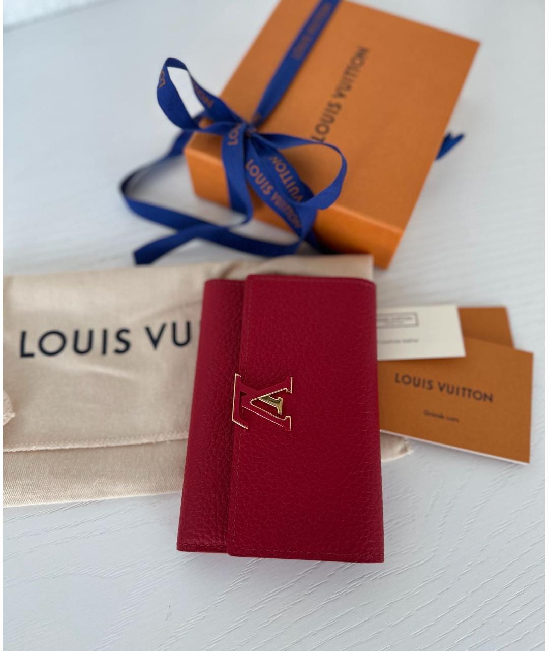 LOUIS VUITTON Красный кожаный кошелек, фото 5