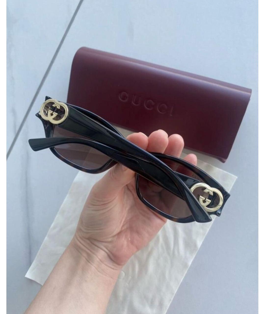GUCCI Коричневые пластиковые солнцезащитные очки, фото 3