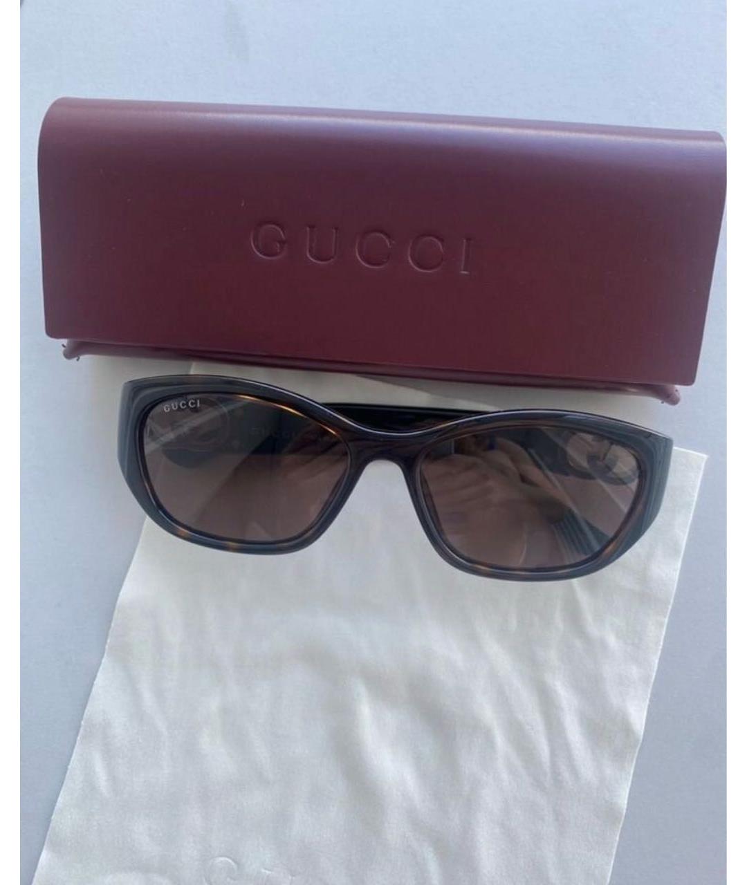GUCCI Коричневые пластиковые солнцезащитные очки, фото 5