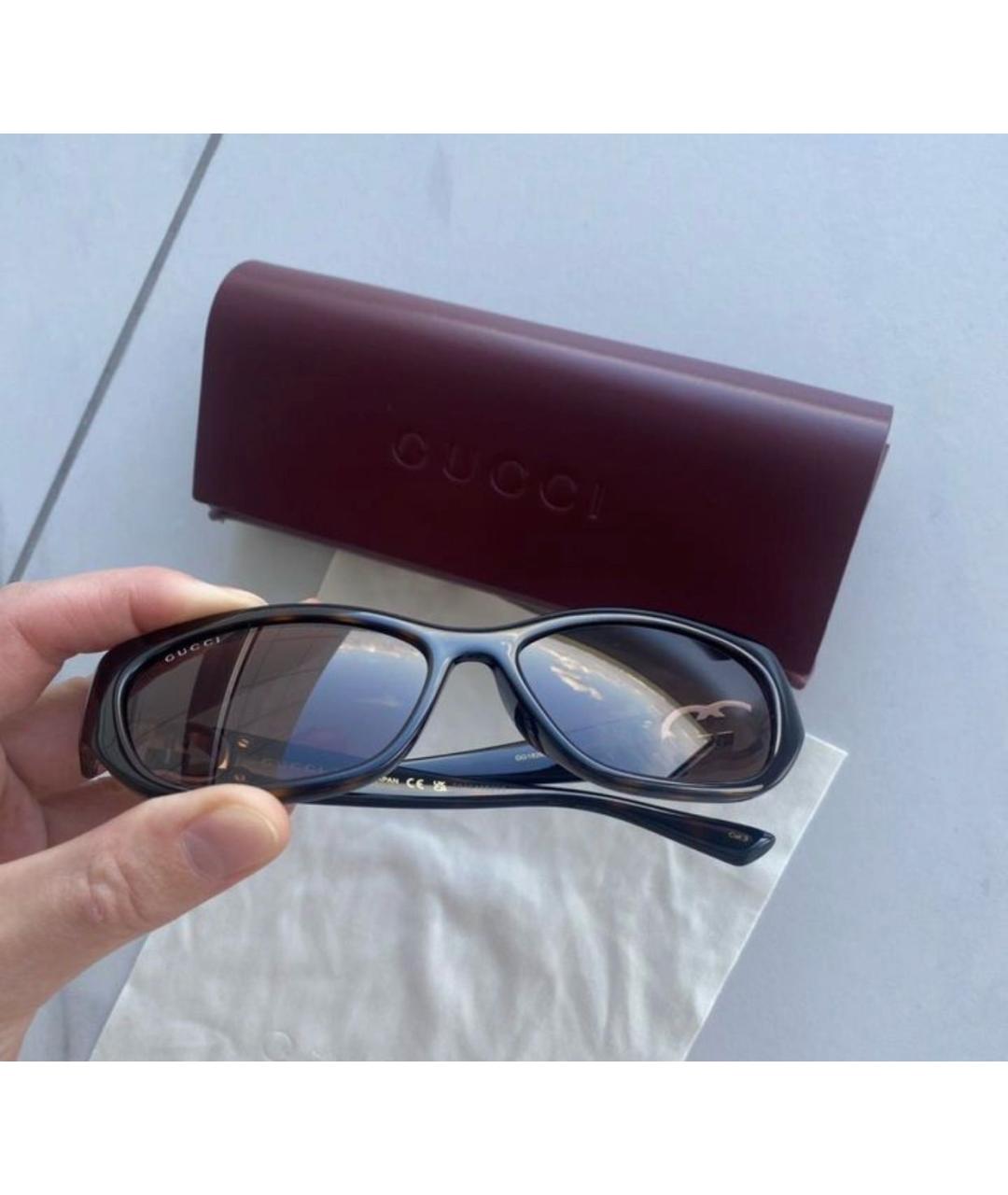 GUCCI Коричневые пластиковые солнцезащитные очки, фото 2