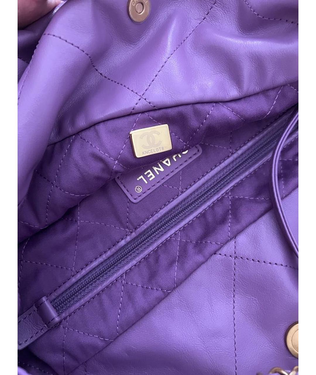 CHANEL PRE-OWNED Фиолетовая кожаная сумка через плечо, фото 5