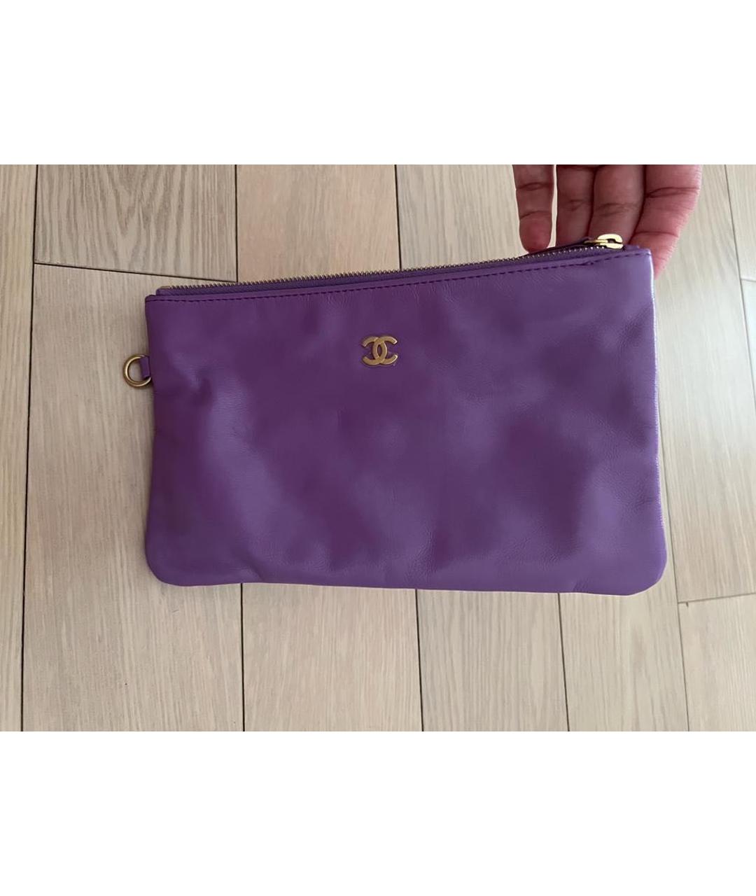 CHANEL PRE-OWNED Фиолетовая кожаная сумка через плечо, фото 6