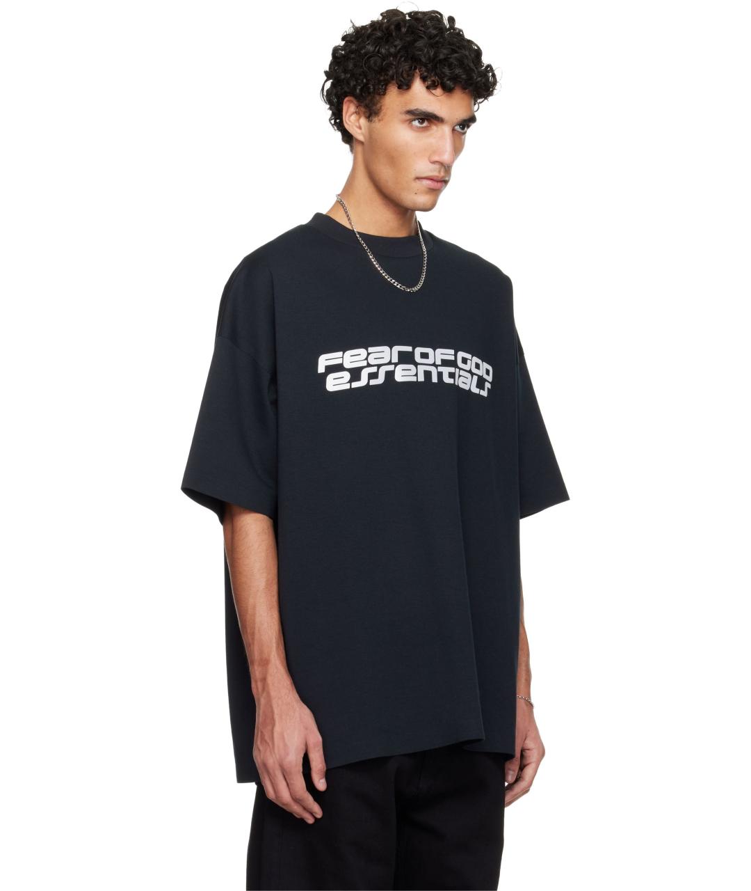 FEAR OF GOD ESSENTIALS Черная хлопковая футболка, фото 3