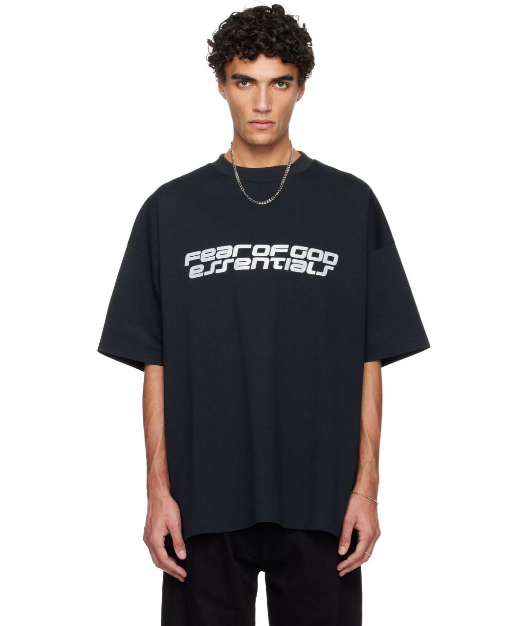 FEAR OF GOD ESSENTIALS Черная хлопковая футболка, фото 2