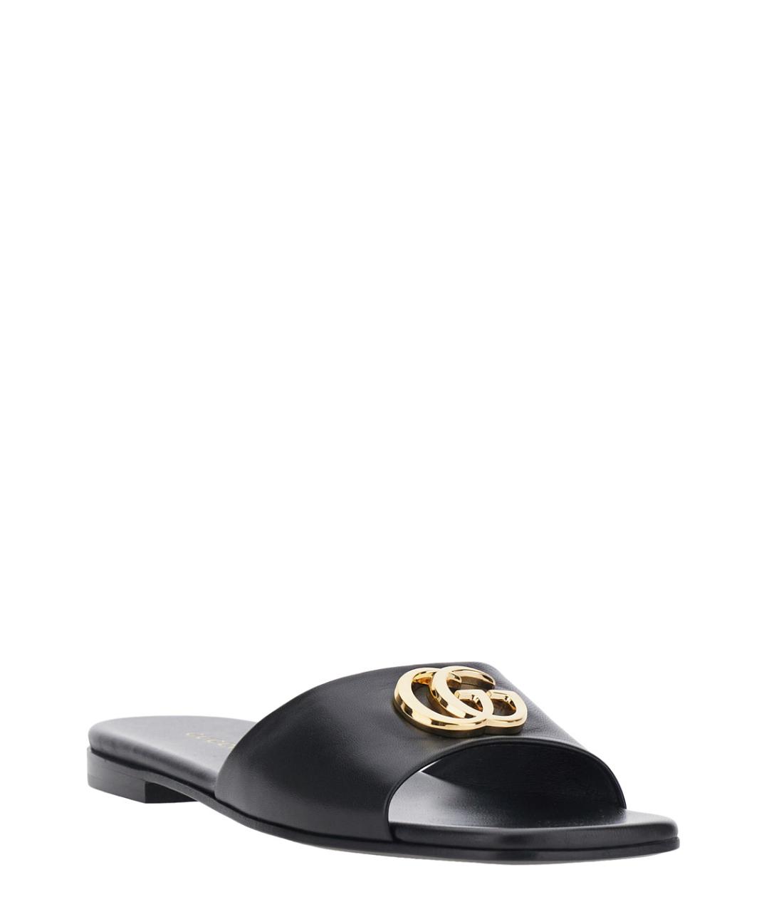 GUCCI Черные кожаные шлепанцы, фото 2