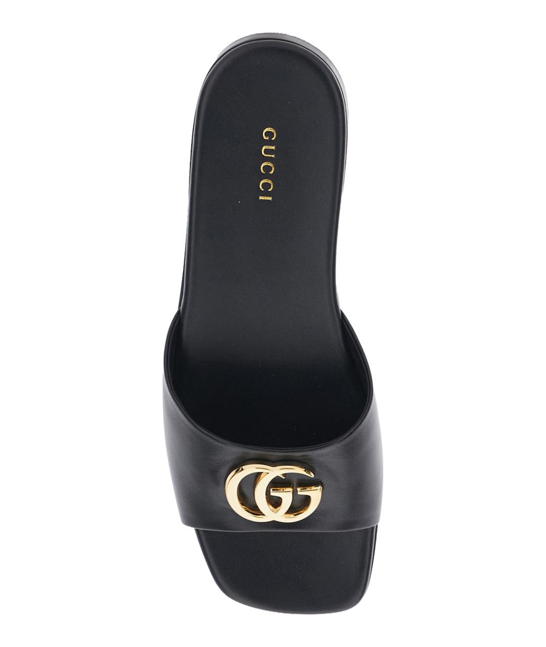 GUCCI Черные кожаные шлепанцы, фото 4