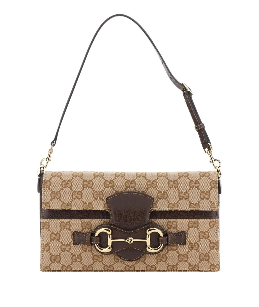 GUCCI Бежевая сумка через плечо из канвы, фото 1