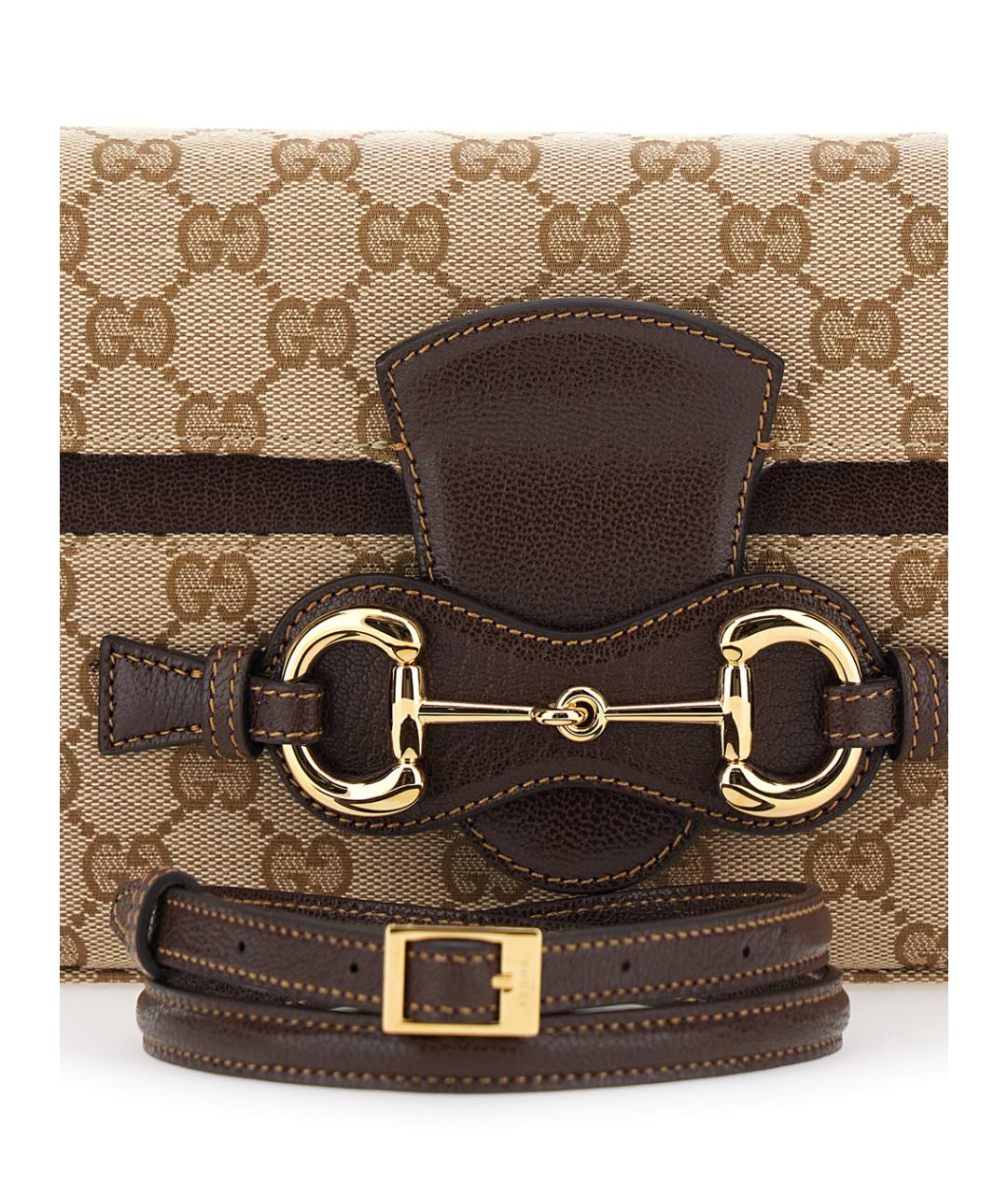 GUCCI Бежевая сумка через плечо из канвы, фото 3