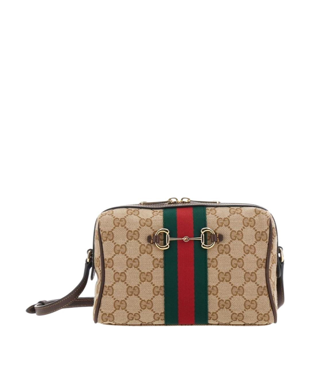 GUCCI Бежевая сумка через плечо из канвы, фото 1
