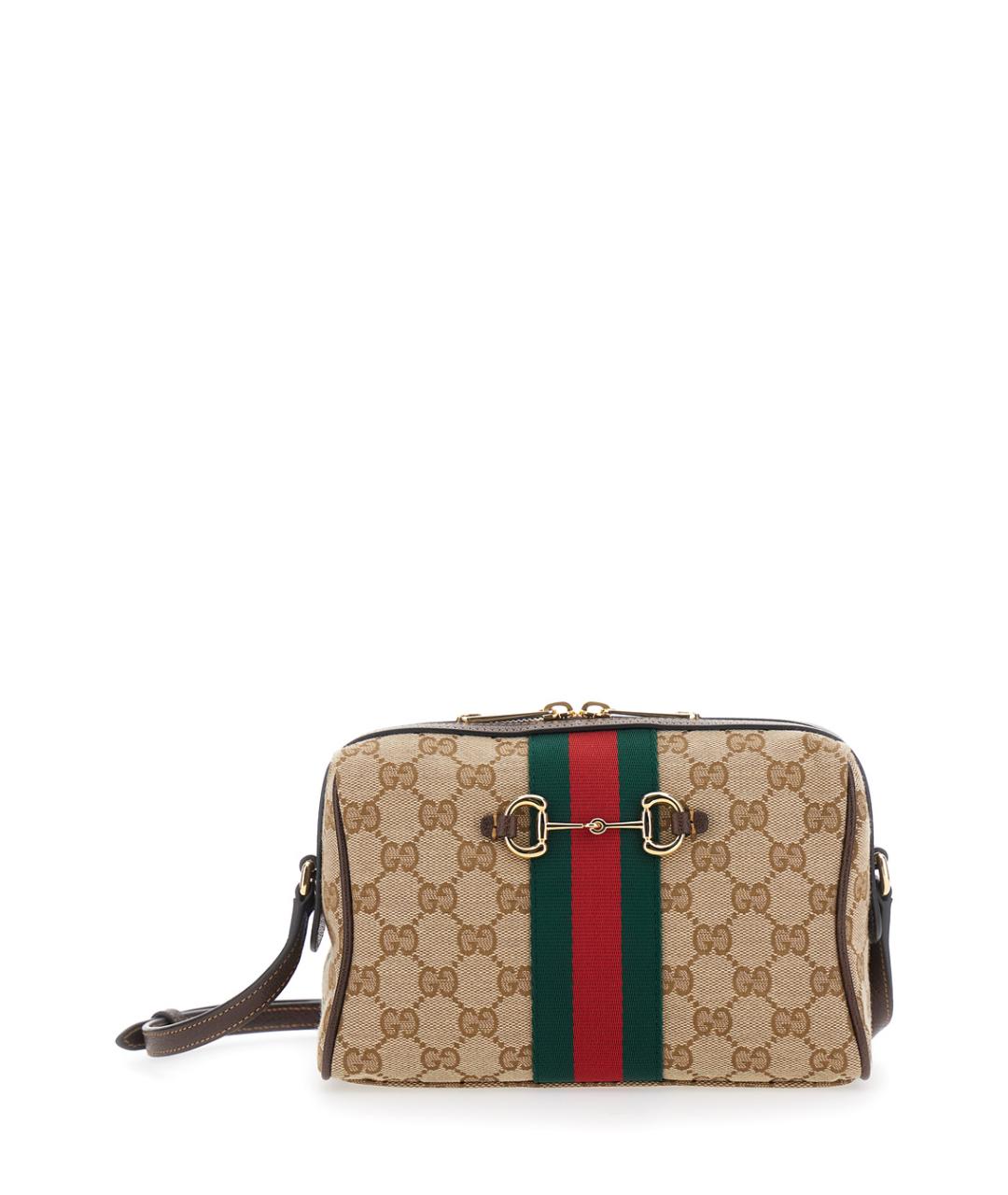 GUCCI Бежевая сумка через плечо из канвы, фото 4