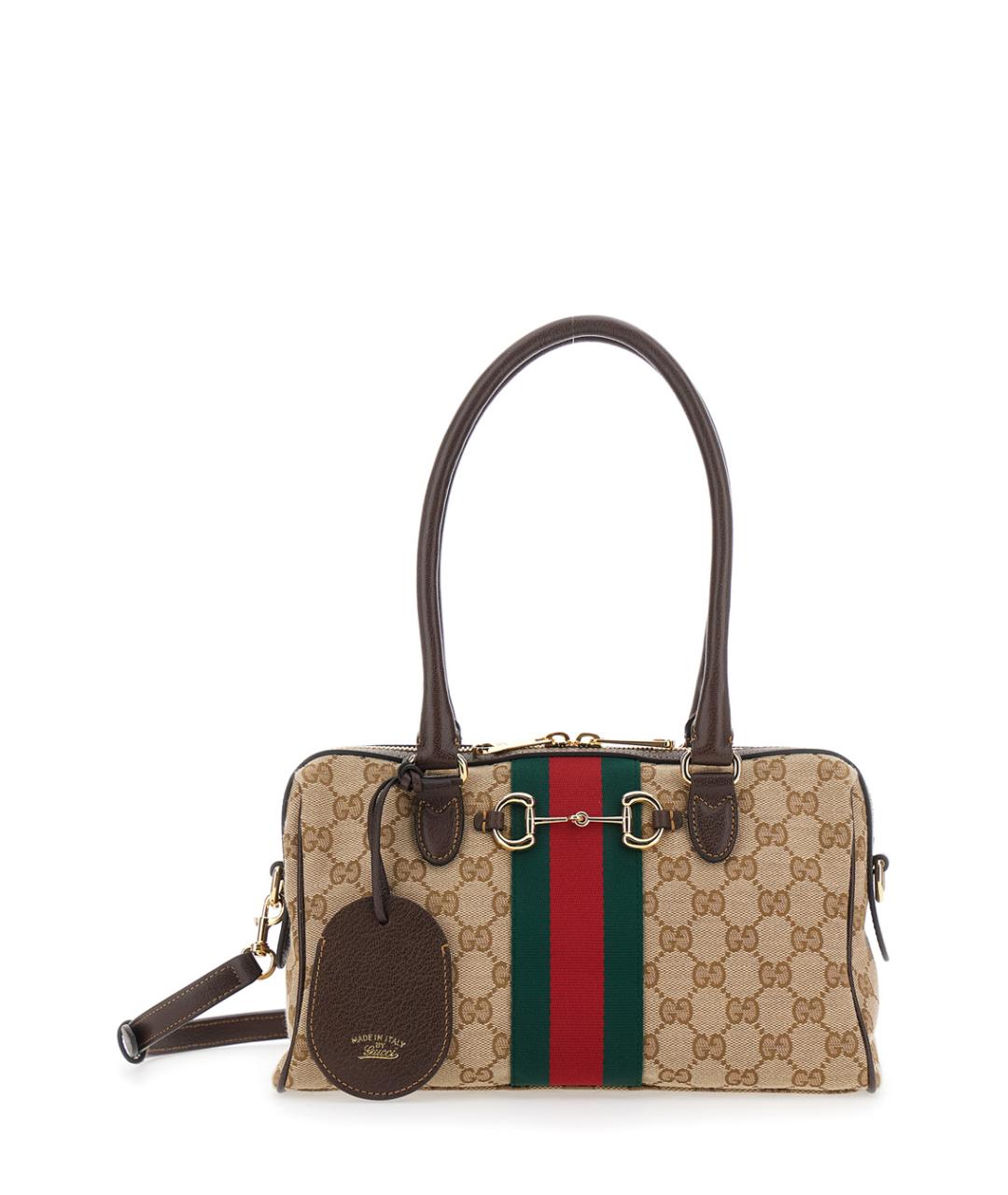 GUCCI Бежевая сумка через плечо из канвы, фото 4