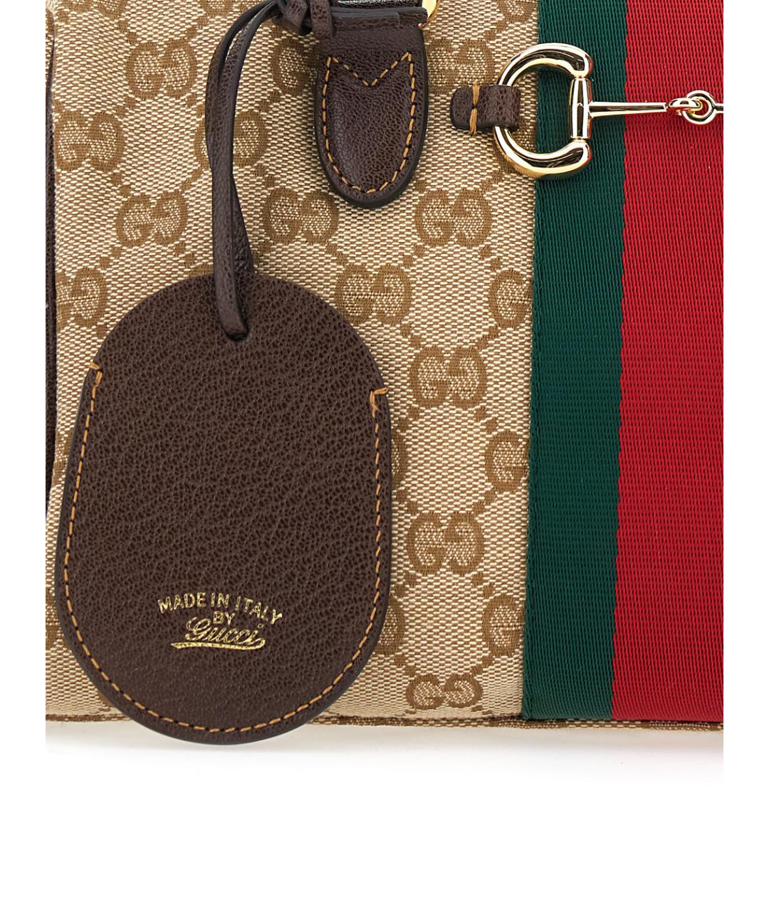 GUCCI Бежевая сумка через плечо из канвы, фото 3