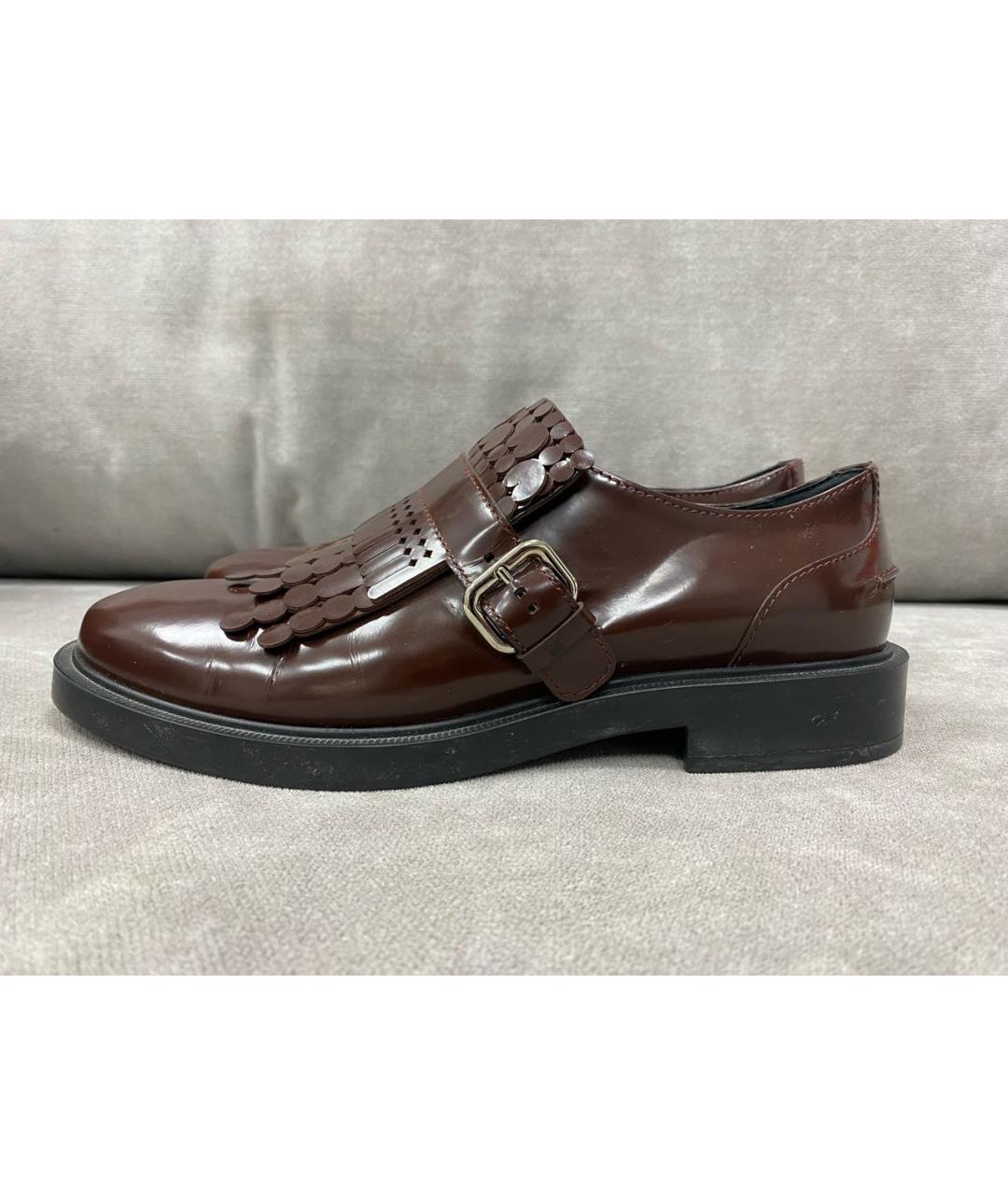TOD'S Бордовые кожаные брогги и оксфорды, фото 9
