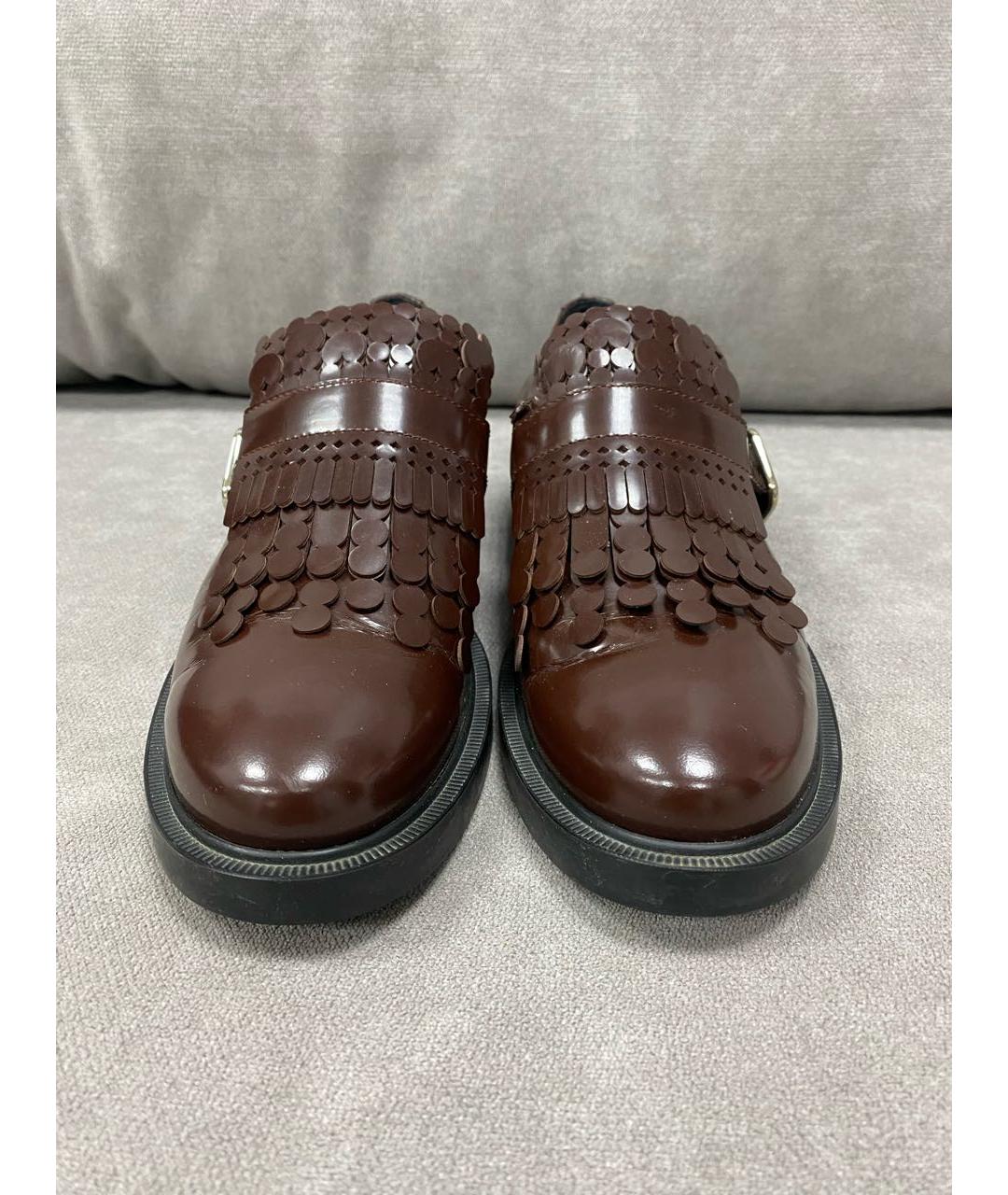 TOD'S Бордовые кожаные брогги и оксфорды, фото 2