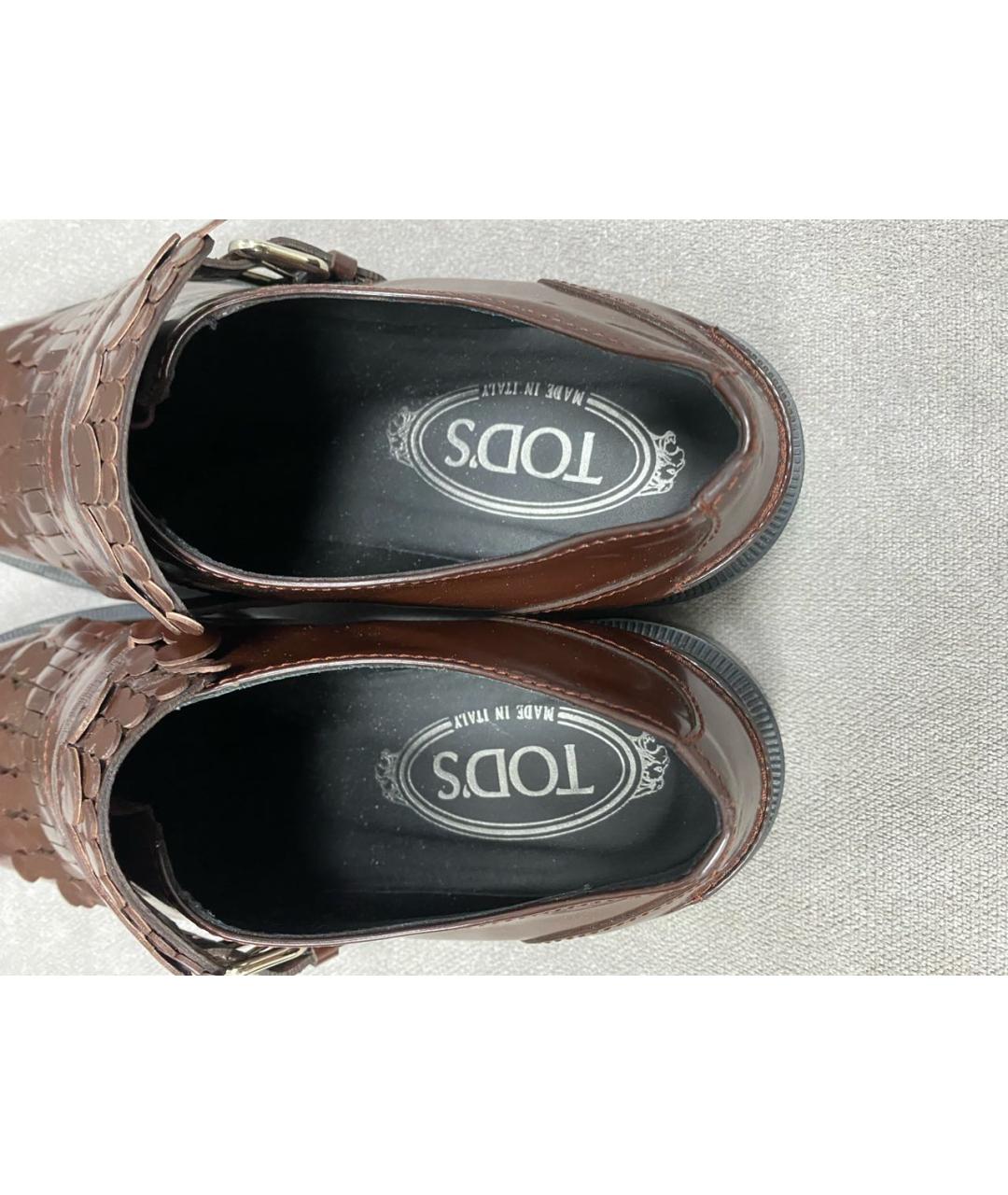 TOD'S Бордовые кожаные брогги и оксфорды, фото 5