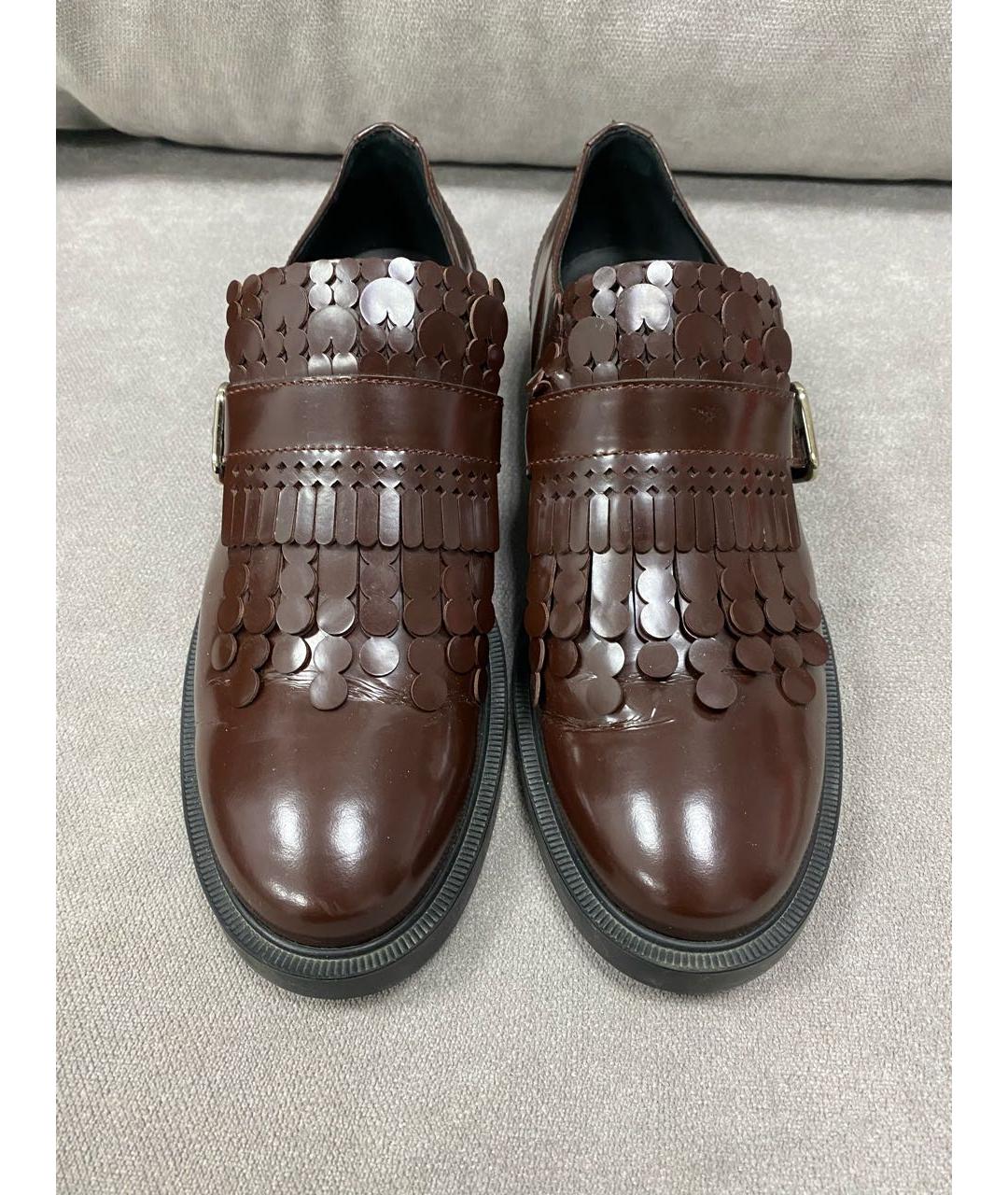 TOD'S Бордовые кожаные брогги и оксфорды, фото 3